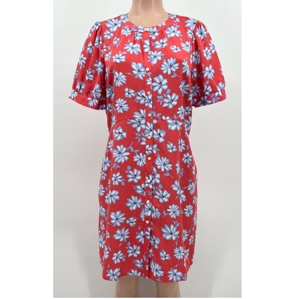 NWT LOFT Floral Flare Buttoned Shirt Dress Petite Size 12P